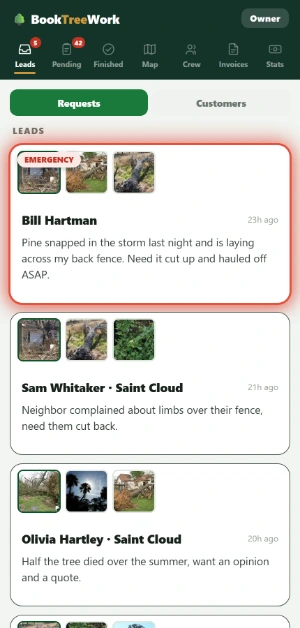 The owner app on a phone